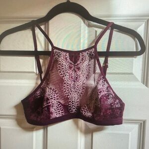 Plum Lace High-Neck Bralette - Women Intimates & Sleepwear